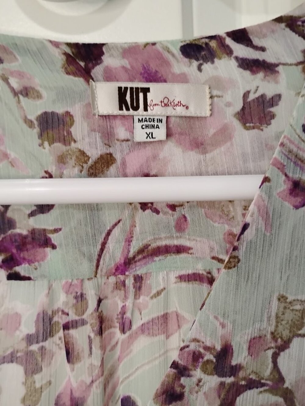 KUT from the Kloth Women's Mint Purple Floral Long Sleeve Button Front Blouse XL - Picture 2 of 5